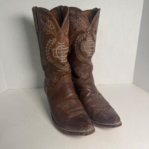 Lucchese 1883 N7859 Corbin Mad Dog Goat Leather‎ Cowboy Boots Mens 10.5 D, VTG